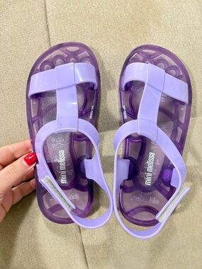 Mini Melissa Purple Jelly T-Strap Kids Sandals